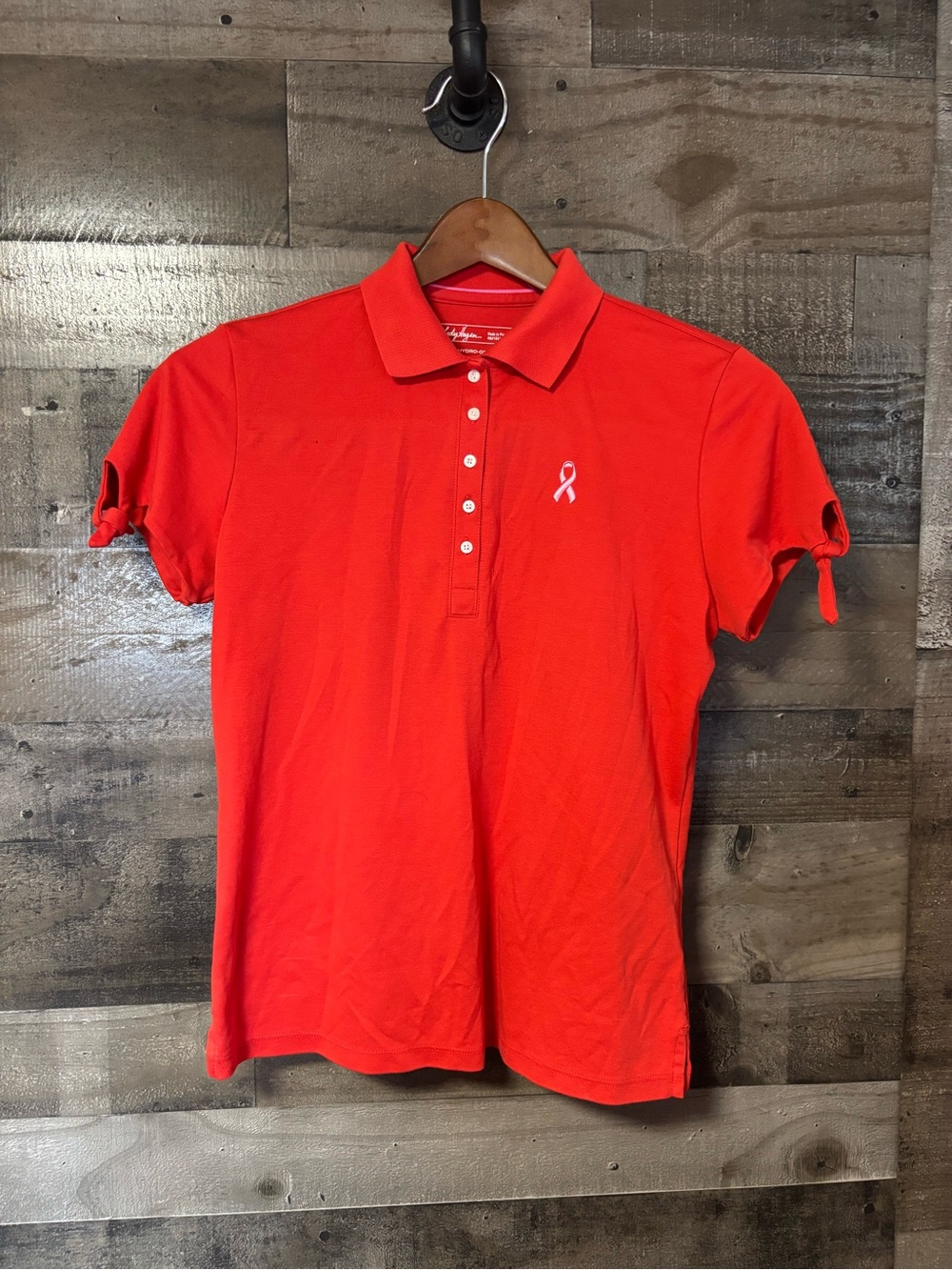 Lady Hagen Red Short Sleeve Polo with BCA Ribbon Detail Medium